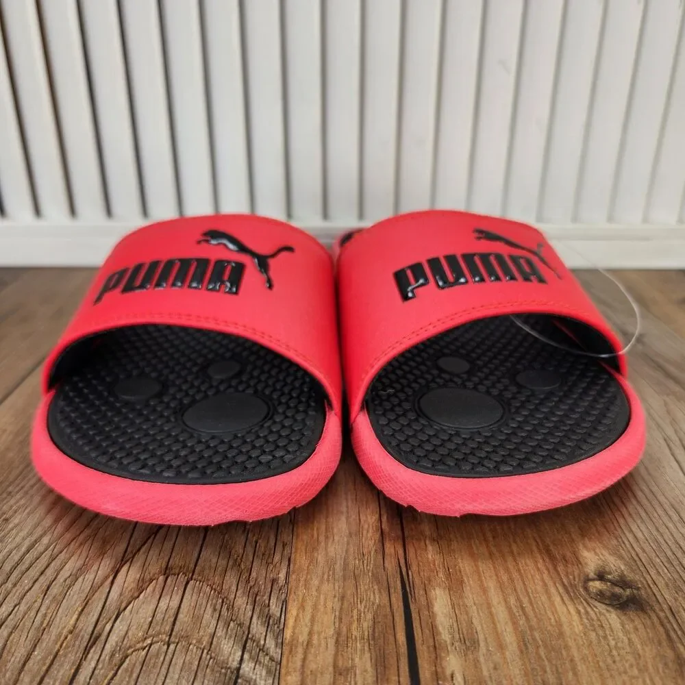 Puma Cool Cat BX JR Slides Junior Sz 5C High Risk Red Puma Black Slip On Sandals